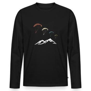 Berg Mountain Paraglider Vintage Retro - Men's Premium Organic Long Sleeve Shirt - black - Front - Nico (187cm)