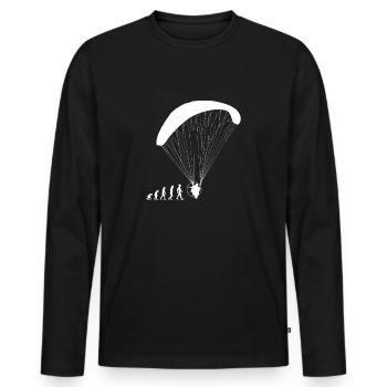Chemise cadeau Evolution paramoteur - T-shirt manches longues Premium bio Homme - noir - Devant - Nico (187cm)