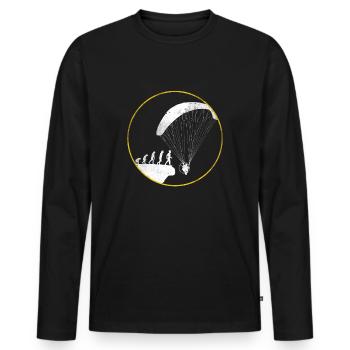 Chemise cadeau Evolution paramoteur - T-shirt manches longues Premium bio Homme - noir - Devant - Nico (187cm)