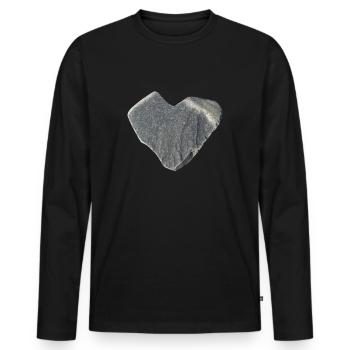 Stone heart stones collector gift - Men's Premium Organic Long Sleeve Shirt - black - Front - Nico (187cm)