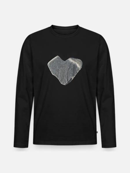 Stein Herz Steine Sammler Geschenk - Männer Premium Bio Langarmshirt - Schwarz