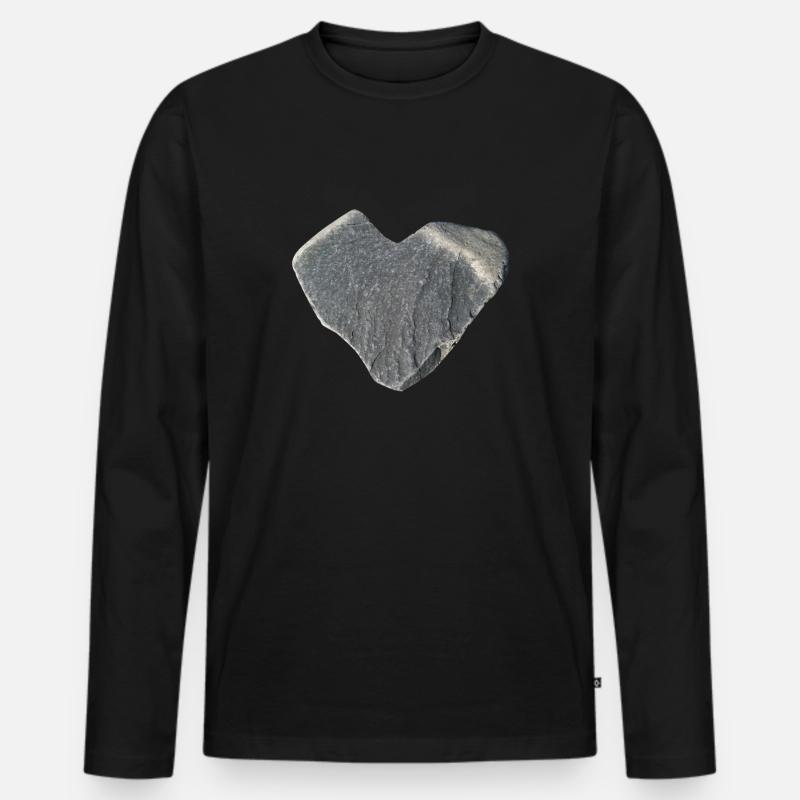 Stein Herz Steine Sammler Geschenk - Männer Premium Bio Langarmshirt - Schwarz
