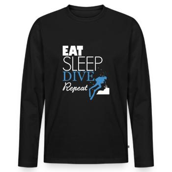 Eat Sleep Dive Répétez plongeurs - T-shirt manches longues Premium bio Homme - noir - Devant - Nico (187cm)