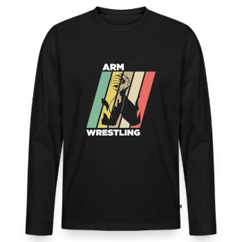 Arm Wrestling Vintage Retro Arm-Drücken - Männer Premium Bio Langarmshirt - Schwarz - Vorne - Nico (187cm)