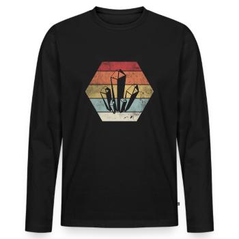 Géologue de cristal rétro vintage - T-shirt manches longues Premium bio Homme - noir - Devant - Nico (187cm)