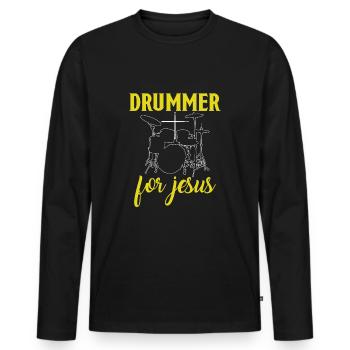 Batteur pour Jésus batteur - T-shirt manches longues Premium bio Homme - noir - Devant - Nico (187cm)
