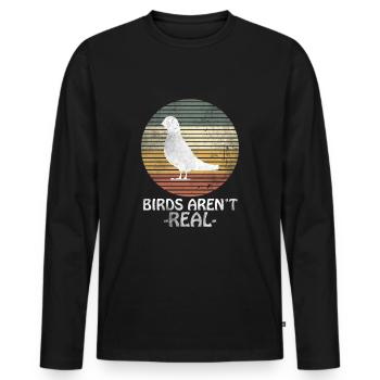 Les oiseaux rétro vintage ne sont pas réels - T-shirt manches longues Premium bio Homme - noir - Devant - Nico (187cm)