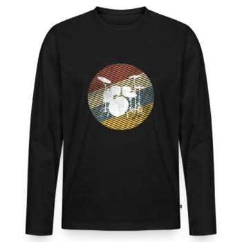 Vintage retro drummer drummer - Men's Premium Organic Long Sleeve Shirt - black - Front - Nico (187cm)
