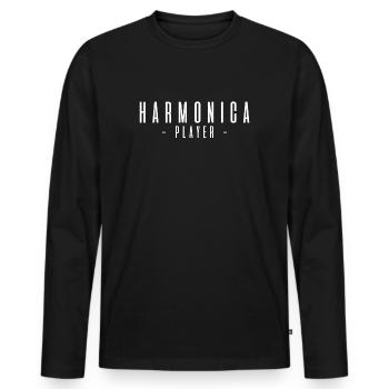 Harmonica joueur harmonica cadeau - T-shirt manches longues Premium bio Homme - noir - Devant - Nico (187cm)