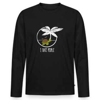 Je déteste les tortues de conservation - T-shirt manches longues Premium bio Homme - noir - Devant - Nico (187cm)