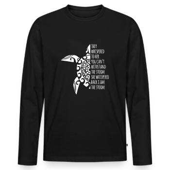 Cadeau maori tortue mandala - T-shirt manches longues Premium bio Homme - noir - Devant - Nico (187cm)