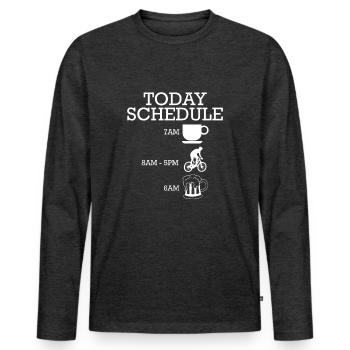 Today Schedule - COFFEE - Mountain Bike - BEER - Men's Premium Organic Long Sleeve Shirt - heather anthracite - Front - Nico (187cm)