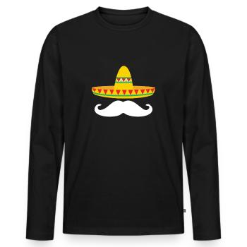 Siesta Fiesta Mexico hat sombrero schnauzer - Men's Premium Organic Long Sleeve Shirt - black - Front - Nico (187cm)