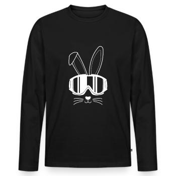 Ski Hase Apres Ski T-Shirt Geschenk - Männer Premium Bio Langarmshirt - Schwarz - Vorne - Nico (187cm)