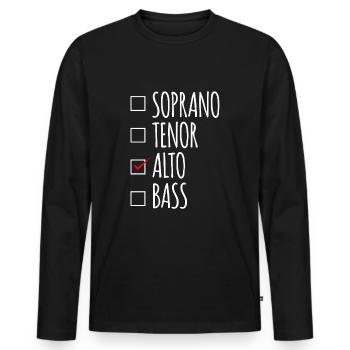 Soprano Tenor Alto Bass Choir Voices - Men's Premium Organic Long Sleeve Shirt - black - Front - Nico (187cm)