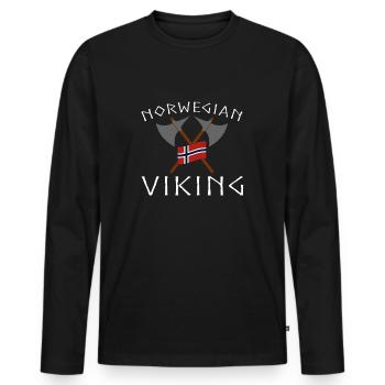 Norwegian Viking Norwegian Viking t-shirt - Men's Premium Organic Long Sleeve Shirt - black - Front - Nico (187cm)