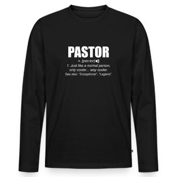 Chemise de définition de pasteur pasteur prêtre - T-shirt manches longues Premium bio Homme - noir - Devant - Nico (187cm)