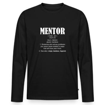 Mentor Coach T-shirt définition cadeau - T-shirt manches longues Premium bio Homme - noir - Devant - Nico (187cm)