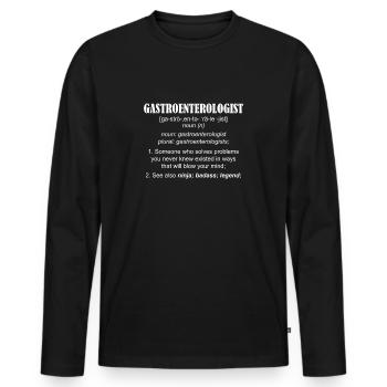 Gastroenterologist Definition T-Shirt Gift - Men's Premium Organic Long Sleeve Shirt - black - Front - Nico (187cm)