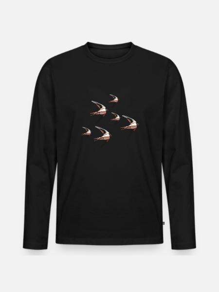 Schwalben Vogel Liebhaber - Männer Premium Bio Langarmshirt - Schwarz