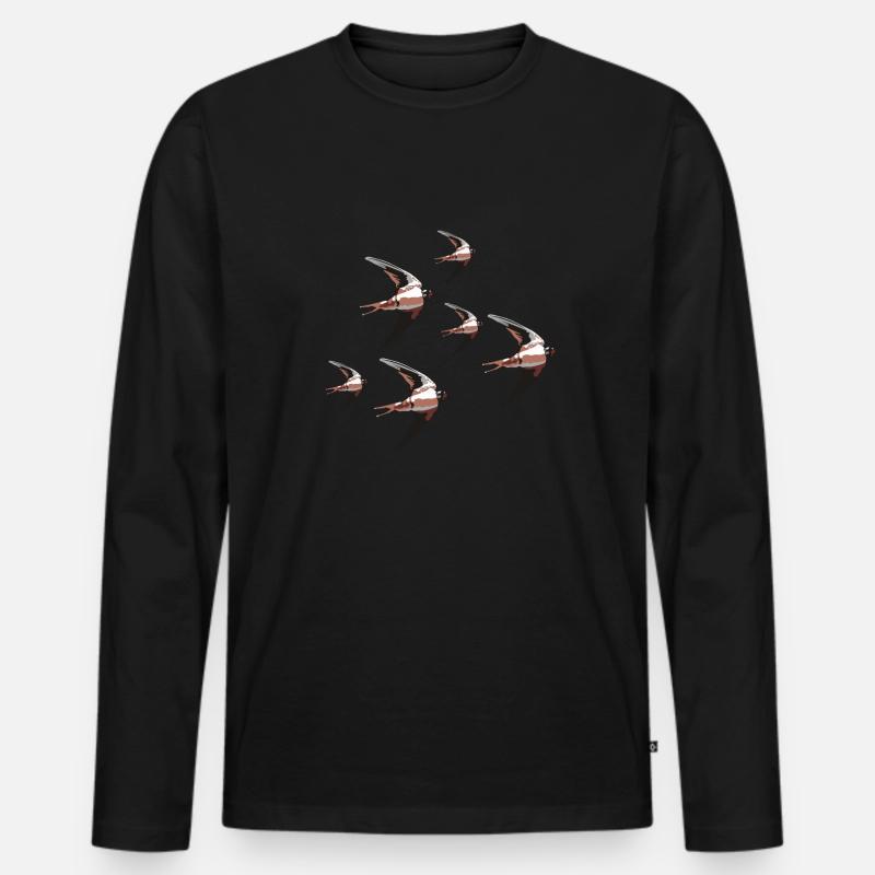 Schwalben Vogel Liebhaber - Männer Premium Bio Langarmshirt - Schwarz