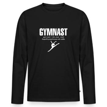 Gymnast Definition Gymnastik T-Shirt - Männer Premium Bio Langarmshirt - Schwarz - Vorne - Nico (187cm)