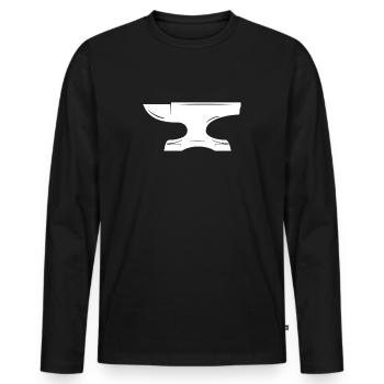 T-Shirt Design Graphique Anvil Forgeron Cadeau - T-shirt manches longues Premium bio Homme - noir - Devant - Nico (187cm)