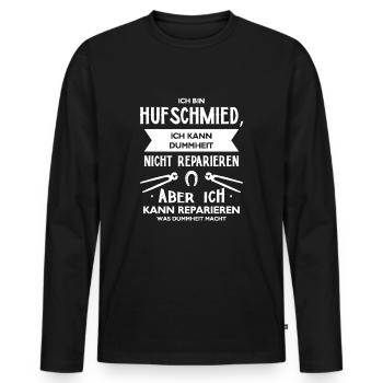 Ich Bin Hufschmied Ich Kann Dummheit Nicht.... - Männer Premium Bio Langarmshirt - Schwarz - Vorne - Nico (187cm)
