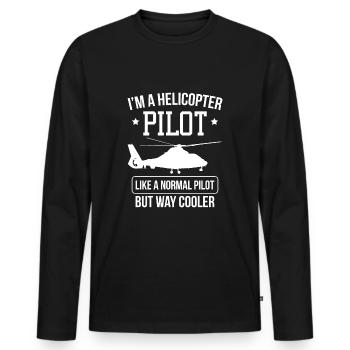 Cadeau de t-shirt de pilote d'hélicoptère - T-shirt manches longues Premium bio Homme - noir - Devant - Nico (187cm)