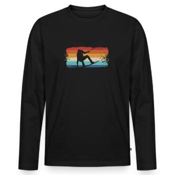 Chemise de wakeboard vintage rétro Wakeboarder - T-shirt manches longues Premium bio Homme - noir - Devant - Nico (187cm)
