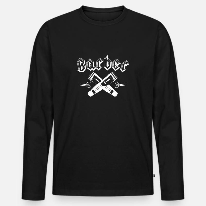 Barber Rasierer T-Shirt Geschenk - Männer Premium Bio Langarmshirt - Schwarz