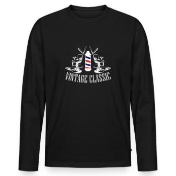 T-shirt Vintage Classic Barber Team - T-shirt manches longues Premium bio Homme - noir - Devant - Nico (187cm)