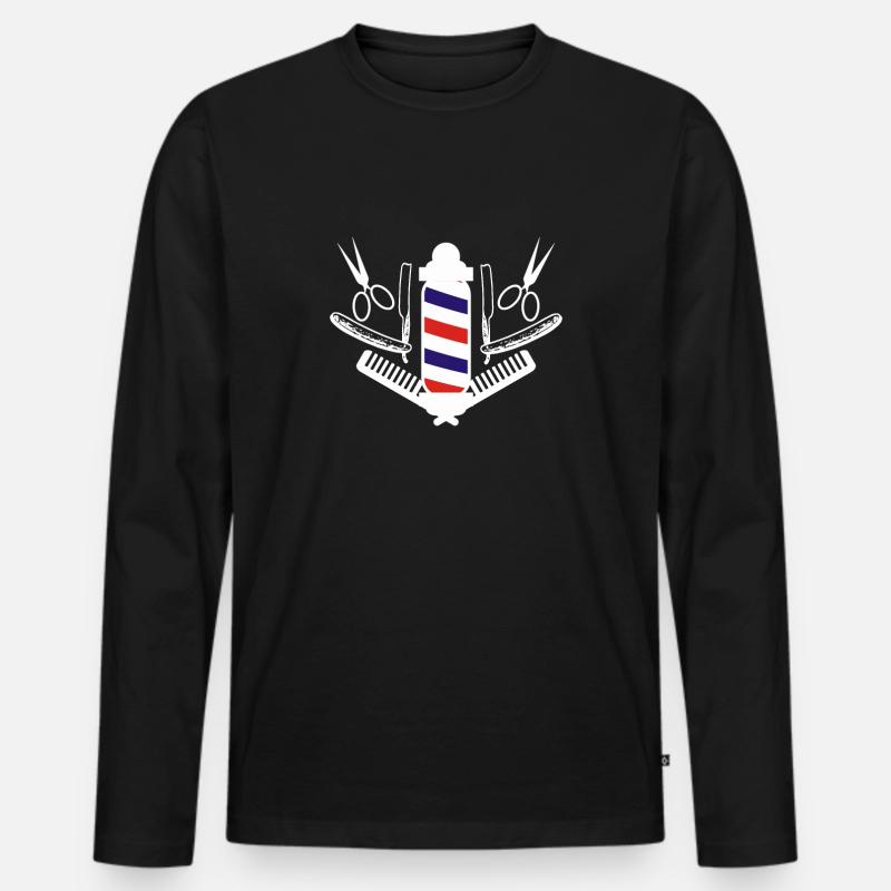 Barber Rasierer T-Shirt Geschenk - Männer Premium Bio Langarmshirt - Schwarz
