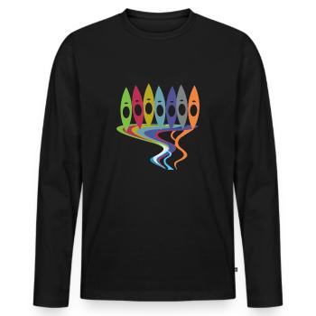 Vintage Retro Canoe Kayaker T-Shirt - Men's Premium Organic Long Sleeve Shirt - black - Front - Nico (187cm)