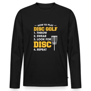 Discgolf Spieler T-Shirt Geschenk Disk Golf - Männer Premium Bio Langarmshirt - Schwarz - Vorne - Nico (187cm)