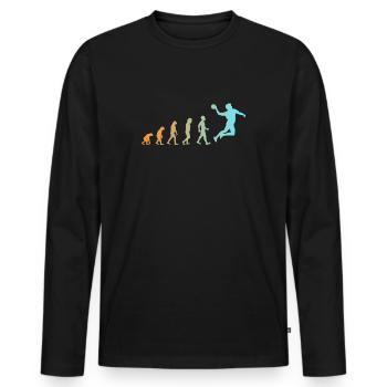 Cadeau de t-shirt de joueur de handball d'évolution - T-shirt manches longues Premium bio Homme - noir - Devant - Nico (187cm)