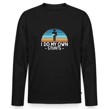I Do My Own Stunts Arm fracture cast - Men's Premium Organic Long Sleeve Shirt - black - Front - Nico (187cm)