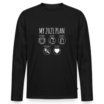 My 2021 Plan T-Shirt Werdende Elter - Männer Premium Bio Langarmshirt - Schwarz - Vorne - Nico (187cm)