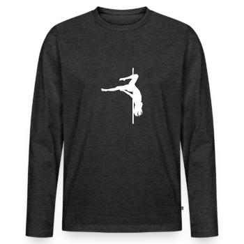 Cadeau de chemise Pole Dance Pole Dancer - T-shirt manches longues Premium bio Homme - anthracite chiné - Devant - Nico (187cm)