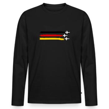 Deutschland Flagge Flugzeug Geschenk Pilot - Männer Premium Bio Langarmshirt - Schwarz - Vorne - Nico (187cm)