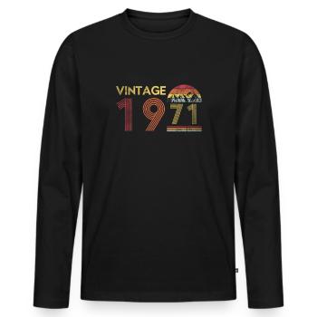 Vintage 1971 Wanderer Bergsteiger 50. Geburtstag - Männer Premium Bio Langarmshirt - Schwarz - Vorne - Nico (187cm)