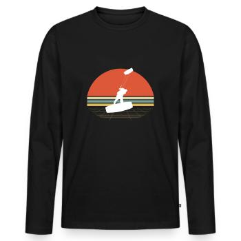 Vintage Retro Kiteboarding Kite Surfer T-Shirt - Men's Premium Organic Long Sleeve Shirt - black - Front - Nico (187cm)