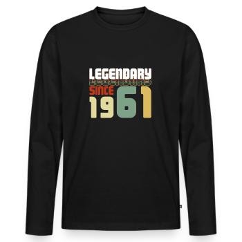 Legendary Since 1961 T-Shirt 60. Geburtstag - Männer Premium Bio Langarmshirt - Schwarz - Vorne - Nico (187cm)