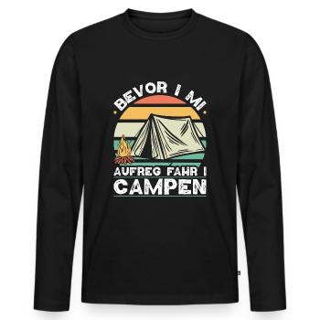 Avant I Mi Aufreg Camper en dialecte bavarois - T-shirt manches longues Premium bio Homme - noir - Devant - Nico (187cm)