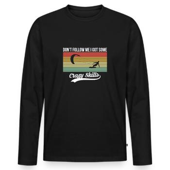 Don’t Follow Me I Do Stupid Things Kite Surfer - T-shirt manches longues Premium bio Homme - noir - Devant - Nico (187cm)