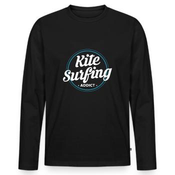 Kitesurf Addict T-shirt cadeau kitesurf - T-shirt manches longues Premium bio Homme - noir - Devant - Nico (187cm)