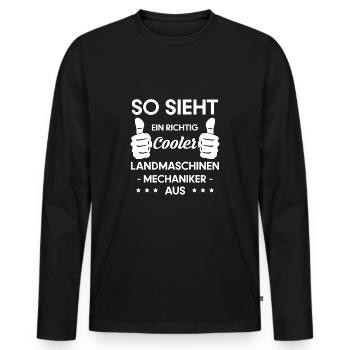 So Sieht Ein Richtig Cooler Landmaschinen ... - Männer Premium Bio Langarmshirt - Schwarz - Vorne - Nico (187cm)