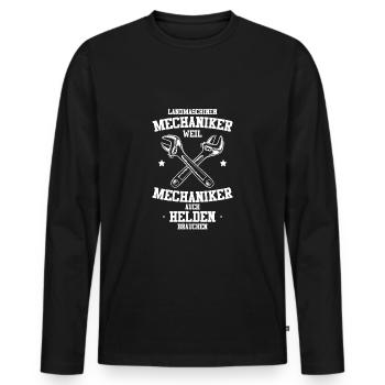 Landmaschinen Mechaniker Weil Mechaniker .. - Männer Premium Bio Langarmshirt - Schwarz - Vorne - Nico (187cm)