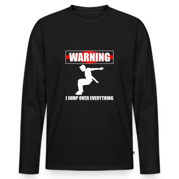 Warning I Jump Over Everything Parkour Läufer - Männer Premium Bio Langarmshirt - Schwarz - Vorne - Nico (187cm)