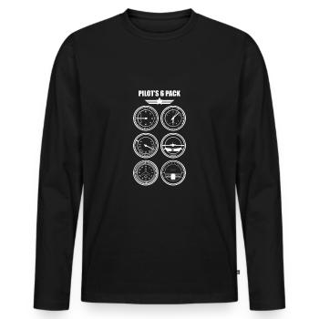 Pilots 6 Pack Six-Pack Geschenk Flugzeug Shirt - Männer Premium Bio Langarmshirt - Schwarz - Vorne - Nico (187cm)